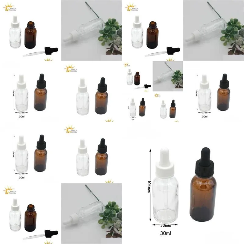 Packing Bottles Wholesale 15Ml 30Ml Amber Glass Dropper Bottles Liquid Reagent Pipette Container Eyedropper Aromatherapy Essential Oil Dho2E