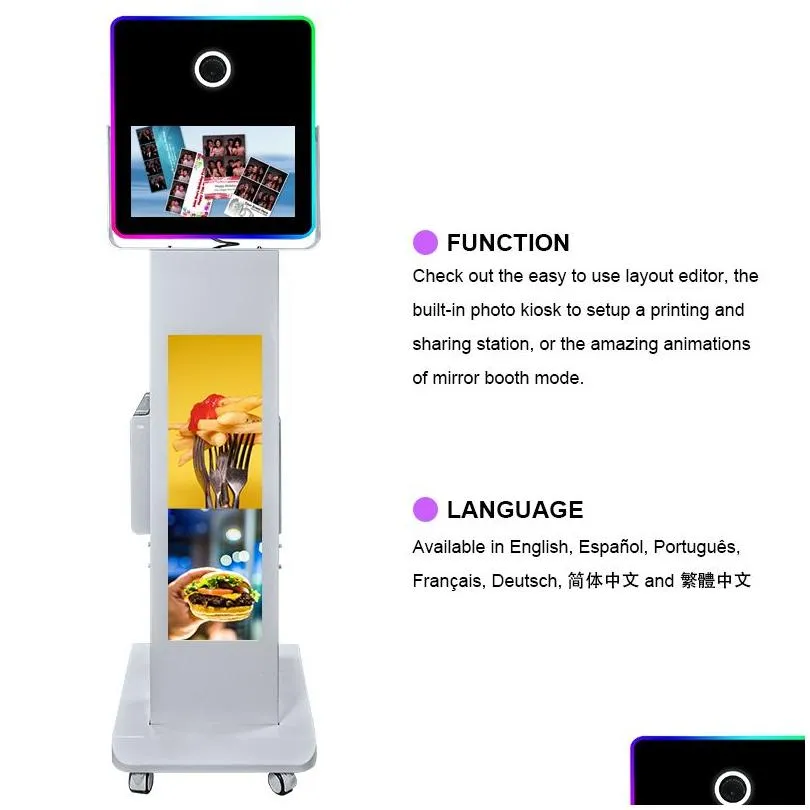 magic mirror p o booth for dslr camera with 15.6inch touch screen 29in lcd screen selfie p obooth machine for parties events