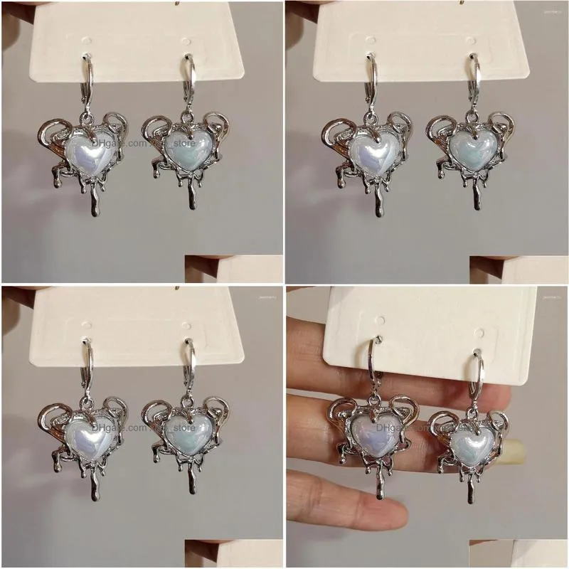 dangle earrings vintage harajuku irregular love heart pendant fashion women creative unusual y2k emo aestheitc jewelry accessories