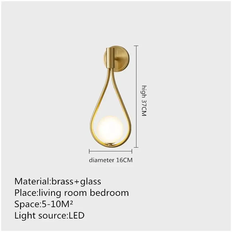 Wall Lamps Belle Indoor Brass Lamp Led Black Sconce Lighting Glass Creative Simple Decor For Home Living Room Bedroom Drop Delivery Dhntb