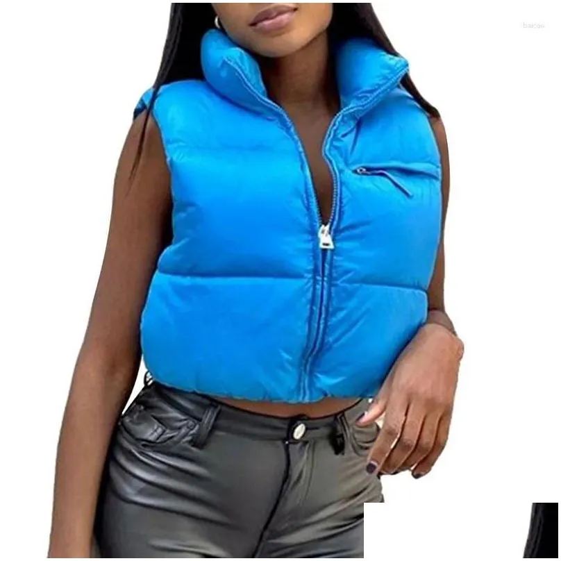 womens vests women cropped puffer vest coat autumn winter clothes warm solid color lightweight sleeveless zipper down jacket