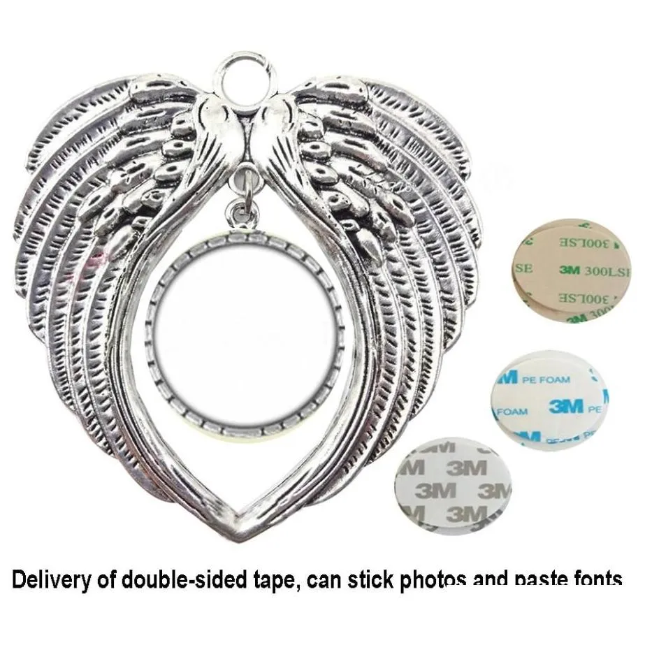 Christmas Decorations Sublimation Christmas Ornament Decorations Angel Wings Shape Blank Transfer Printing Two-Sided Tree Pendant Drop Dhqlg