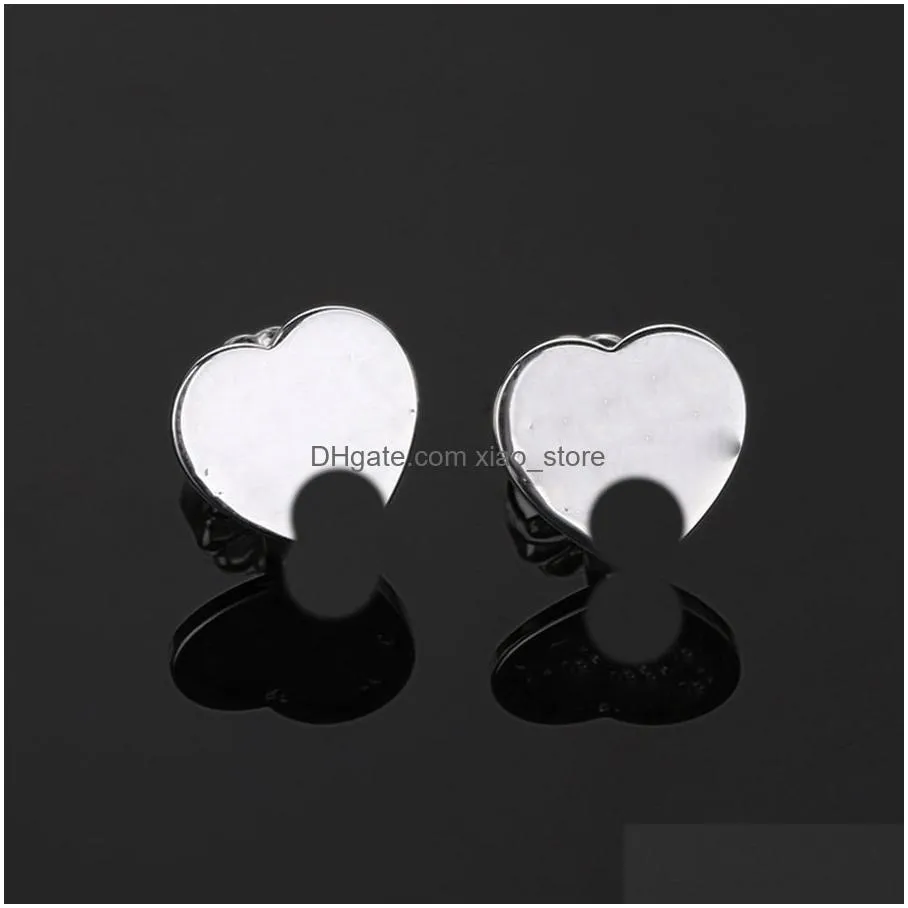 heart earrings designer for women 100% 925 silver stud couple jewelry gifts woman accessories wholesale with box