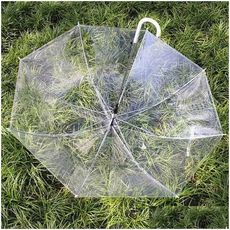 Umbrellas Clear Transparent Rain Umbrella Pvc Dome Bubble Sun Shade Long Handle Straight Drop Delivery Home Garden Household Sundries Dhdgt