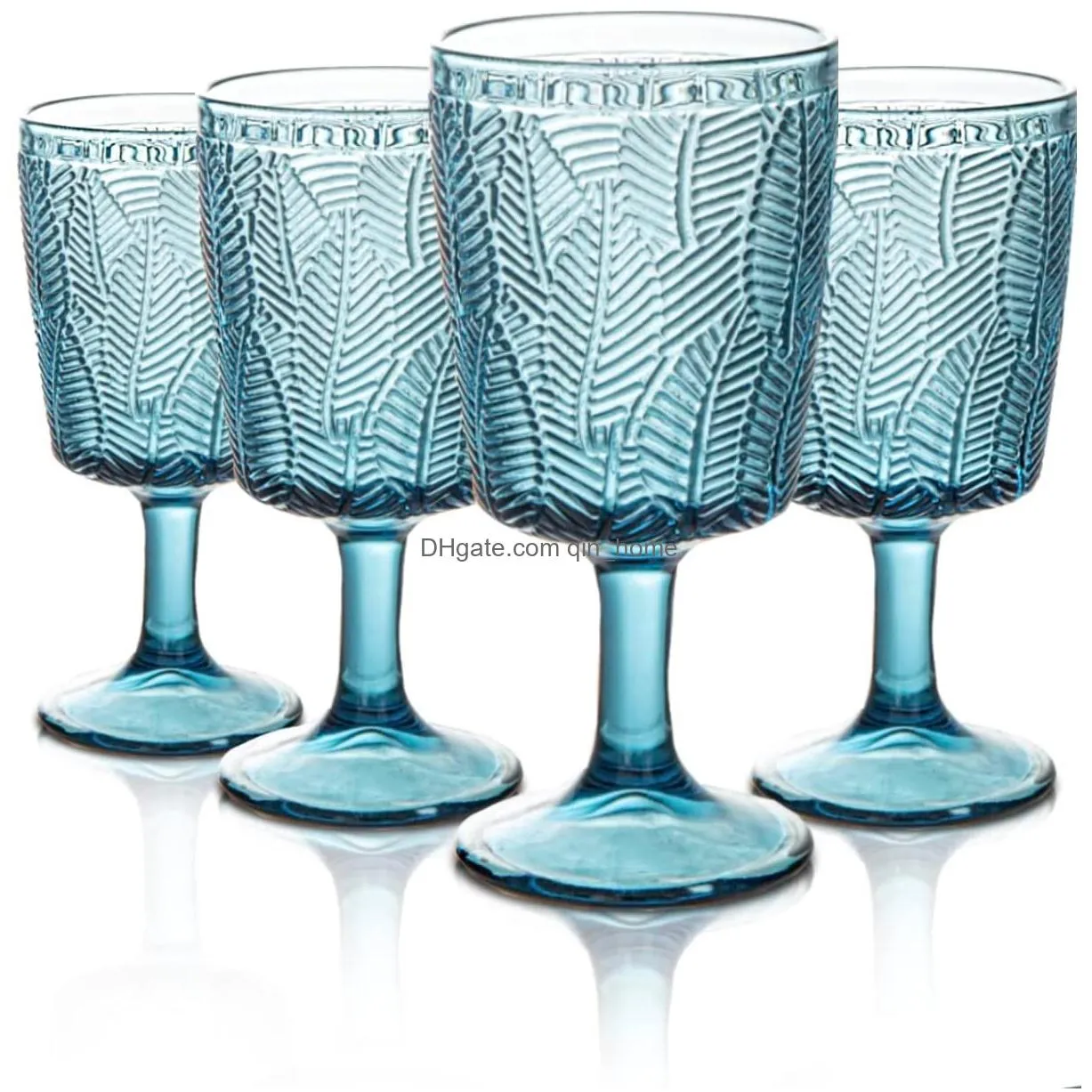 vintage leaf embossed colored goblet wine glasses goblets stemware glass cup