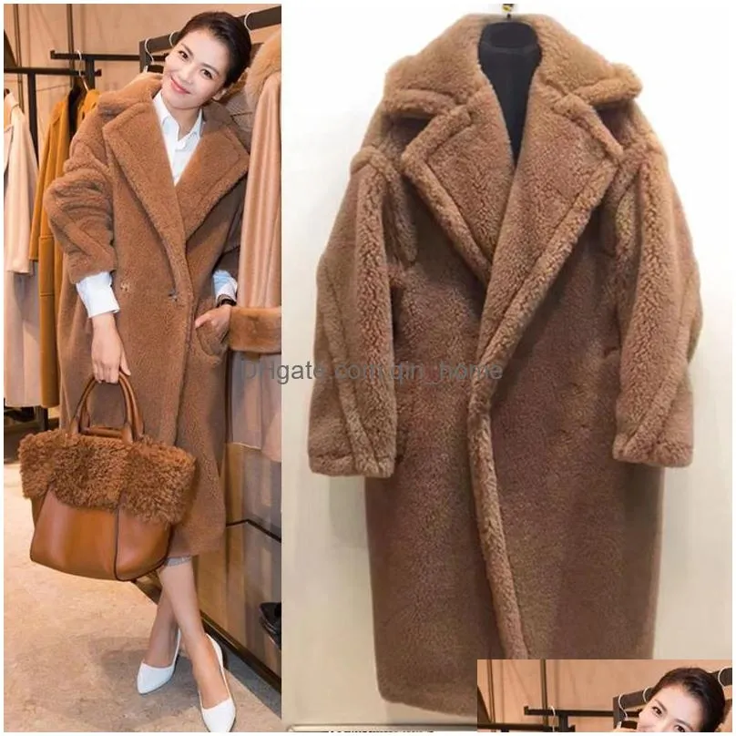 womens fur faux 2021 winter thick warm coat women oversized teddy jackets and coats female outwear tops casual long lamb wool