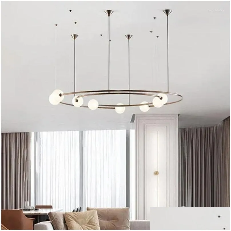 chandeliers modern nordic personality creative ring pendant lamp for the living room planet circle hanging shade decoration lighting