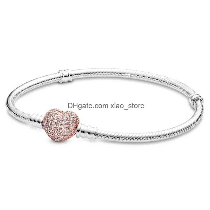 925 silver charm designer bracelet for women jewelry engagement gift high-quality pink diamond inlaid snake bone chain diy fit pandoras basic bracelets with