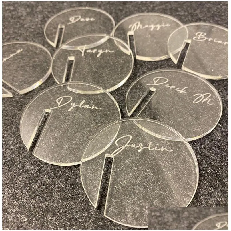 Other Event & Party Supplies Other Event Party Supplies 30/50/100Pcs Acrylic Circle Cocktail Glass Charm Round Drink Tag Blank Marker Dhige