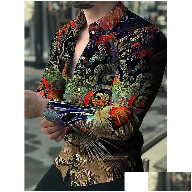 men039s casual shirts fashion men oversized shirt flower vine print long sleeve tops men39s clothes vintage cardigan blouses5623323