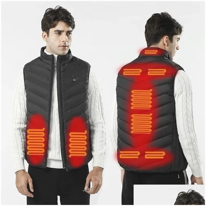 Men`S Vests Mens Vests 17Pcs Heated Vest Jacket Fashion Men Women Coat Intelligent Usb Electric Heating Thermal Warm Clothes Winter Dr Dh6P5