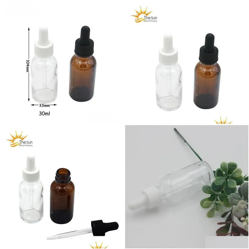 Packing Bottles Wholesale 15Ml 30Ml Amber Glass Dropper Bottles Liquid Reagent Pipette Container Eyedropper Aromatherapy Essential Oil Dho2E