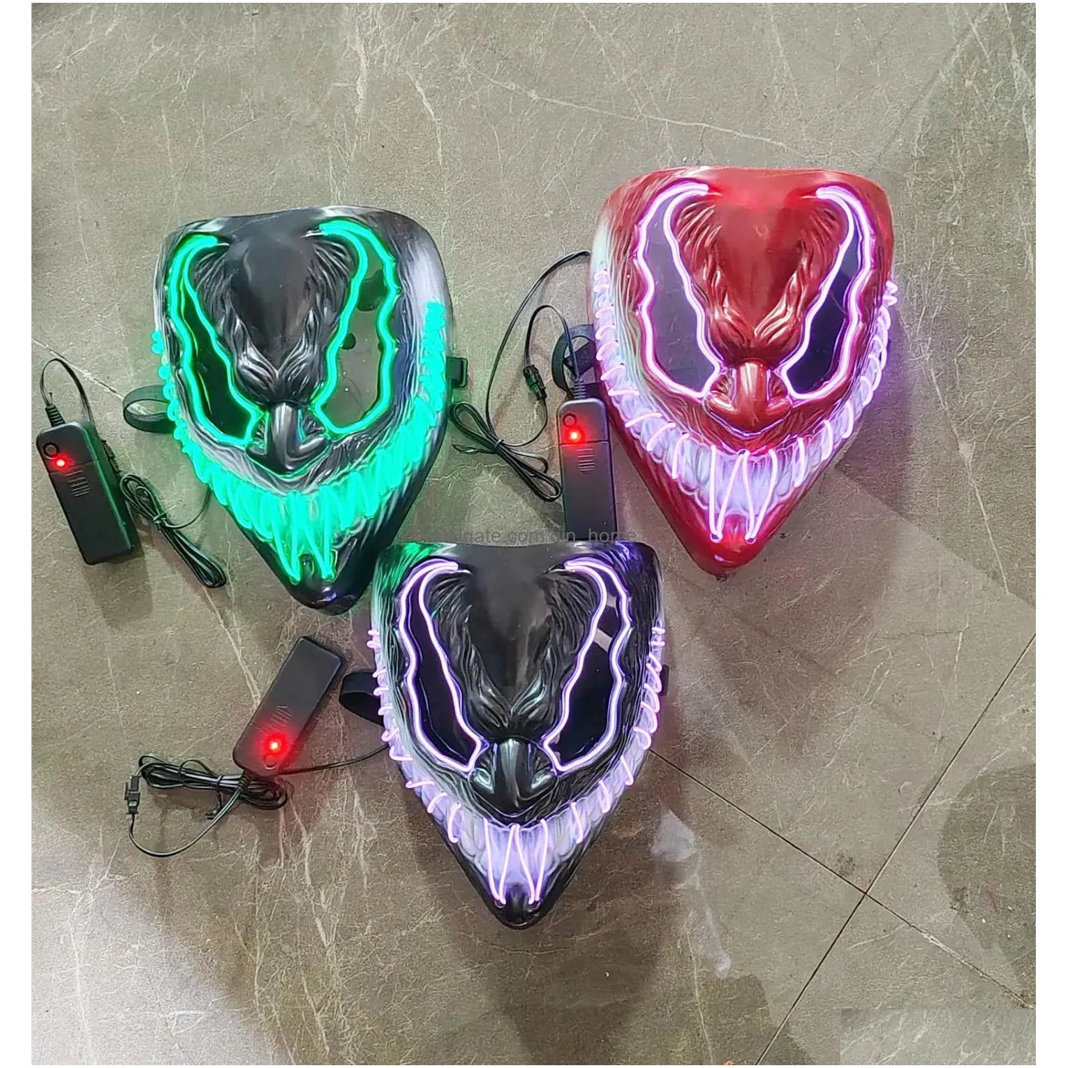 halloween party masks led light up mask for adults kids unique neon glow masks with dark and evil glowing eyes 