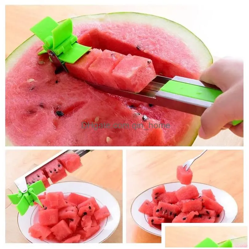 watermelon cutter stainless steel windmill design cut watermelon kitchen accessories gadgets salad fruit slicer cutter tool