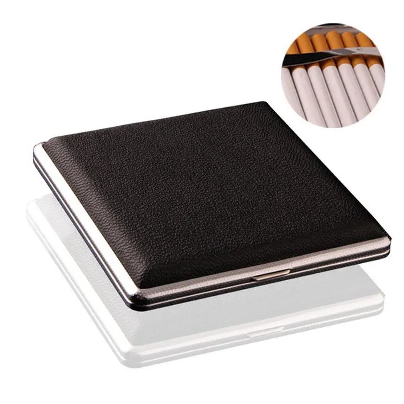 Cigarette Cases Leather Tin Double Sided Open Pocket Box For 20 Cigarettes Drop Delivery Dhmdp
