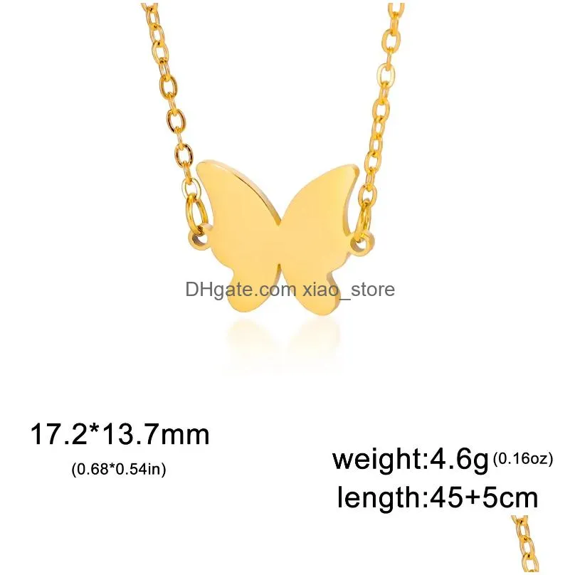 pendant necklaces stainless steel necklace lovely butterfly minimalist insect romantic women daily jewelry gift for girlfriend wife