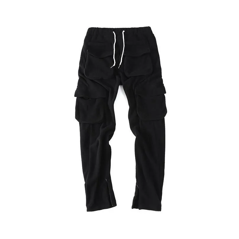 Men`S Pants Winter Streetwear Mens Cargo Pants Pockets Sweat Casual Trousers Jogging Sweatpants Drop Delivery Apparel Men`S Clothing Dh2Sd