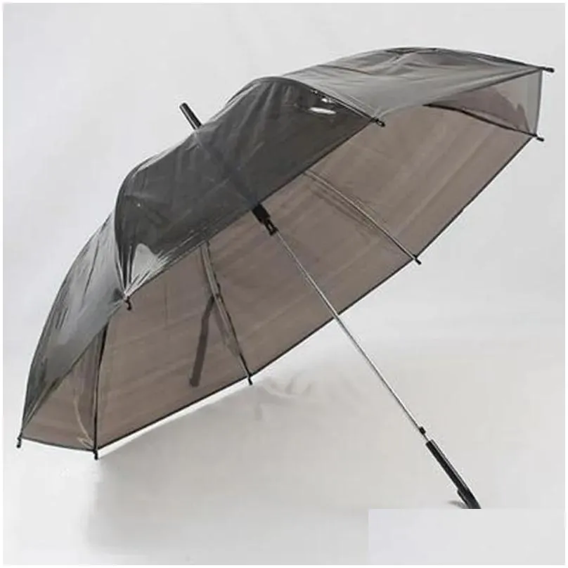 Umbrellas Clear Transparent Rain Umbrella Pvc Dome Bubble Sun Shade Long Handle Straight Drop Delivery Home Garden Household Sundries Dhdgt