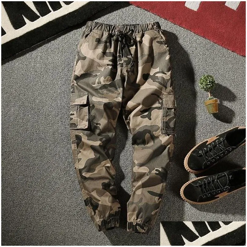 Men`S Pants Joggers Cargo Pants Men Harem Mti-Pocket Camouflage Man Cotton Sweatpants Streetwear Casual Plus Size Trousers Drop Deliv Dhtnc