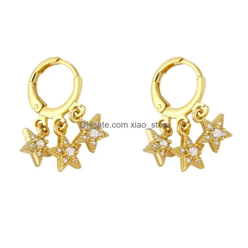 dangle earrings polished gold hoops airplane for women copper zircon cross fashion crystal jewelry party gifts ersz18