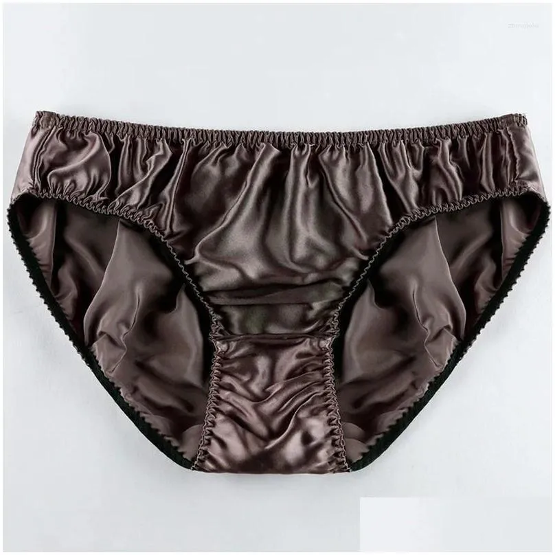 underpants high quality silk panties men solid color seamless underwear breathable satin briefs sexy mid waist lingerie