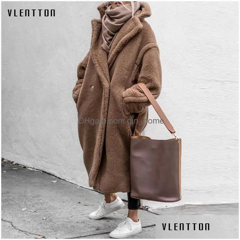 womens fur faux 2021 winter thick warm coat women oversized teddy jackets and coats female outwear tops casual long lamb wool