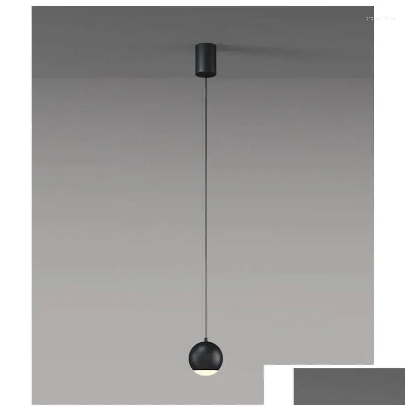 Pendant Lamps Modern Simple Ball Lights Nordic Hanging Ceiling For Cafe Bar Decor Black/White Lamp Drop Delivery Dh7Yu