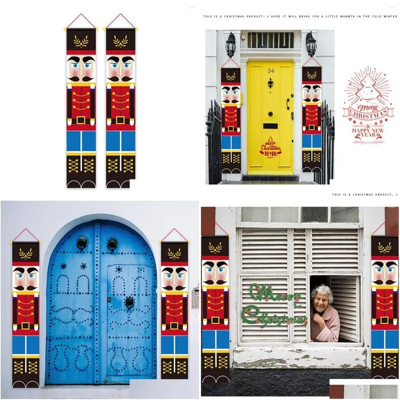 christmas decorations nutcracker banners for home outdoor xmas ornaments front door porch garden party year 2022 decor