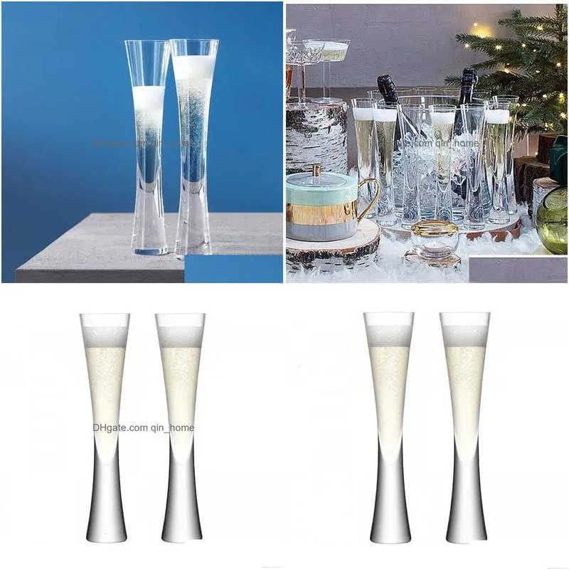 wine glasses 2 pcsset wedding champagne flutes glitter crystal slim waist tulip bubble sparkling wine glass aperitif sherry cup for party