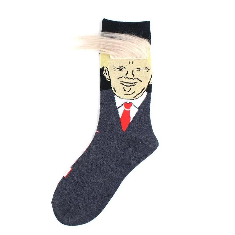 Other Home Textile New Women Men Trump Crew Socks Yellow Hair Funny Cartoon Sports Stockings Hip Hop Sock Drop Delivery Home Garden Ho Dhqri