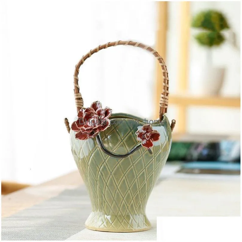 planters pots rattan hand flower basket vase succulent plant pots flowerpot stoare basket garden yard decorative accessories vases pots