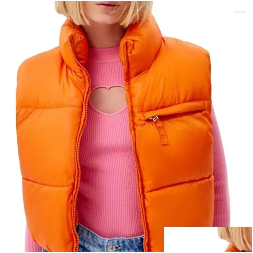 womens vests women cropped puffer vest coat autumn winter clothes warm solid color lightweight sleeveless zipper down jacket