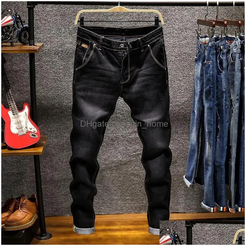 mens jeans 6 colors mens ripped skinny distressed destroyed slim fit stretchy knee holes denim pants fashion casual for men