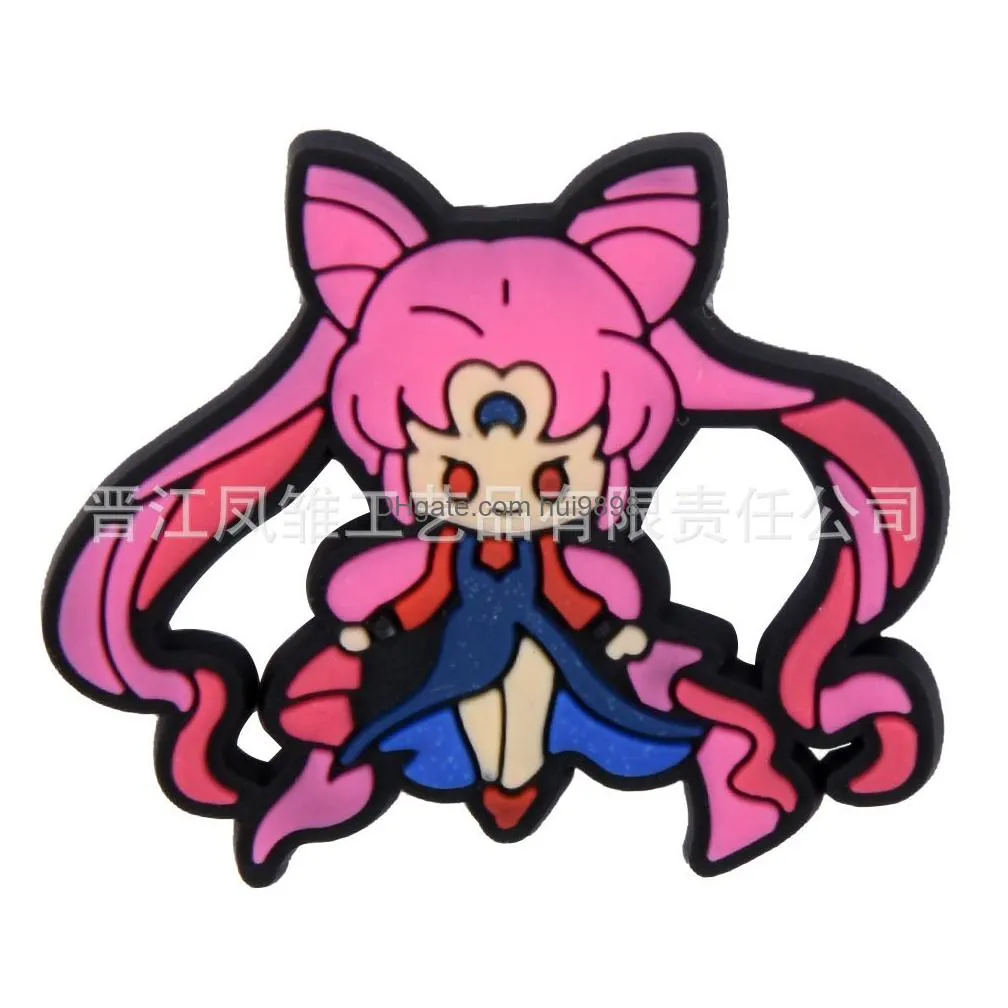 girl sailormoon anime charms wholesale childhood memories funny gift cartoon charms shoe accessories pvc decoration buckle soft rubber clog