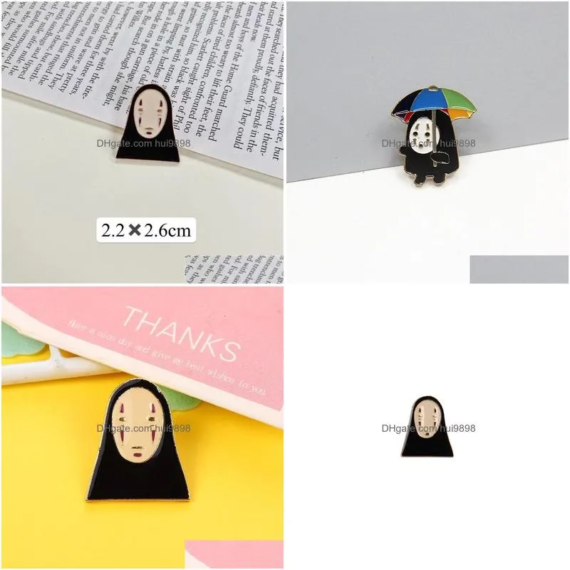 anime spirited aways no face man white dragon hard enamel pin kawaii cartoon brooch anime fan collection badge unique gifts