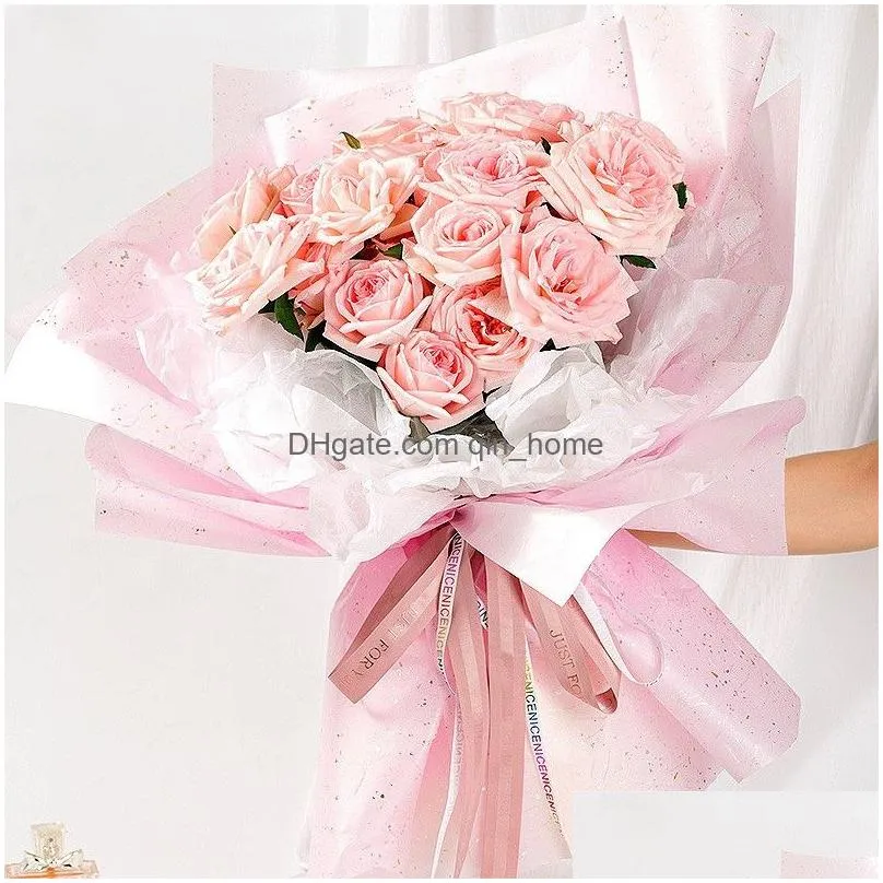 waterproof gift wrapping paper 10pcs/lot 60x60cm florist wrapping shining paper christmas wedding valentine flower bouquet gift decor