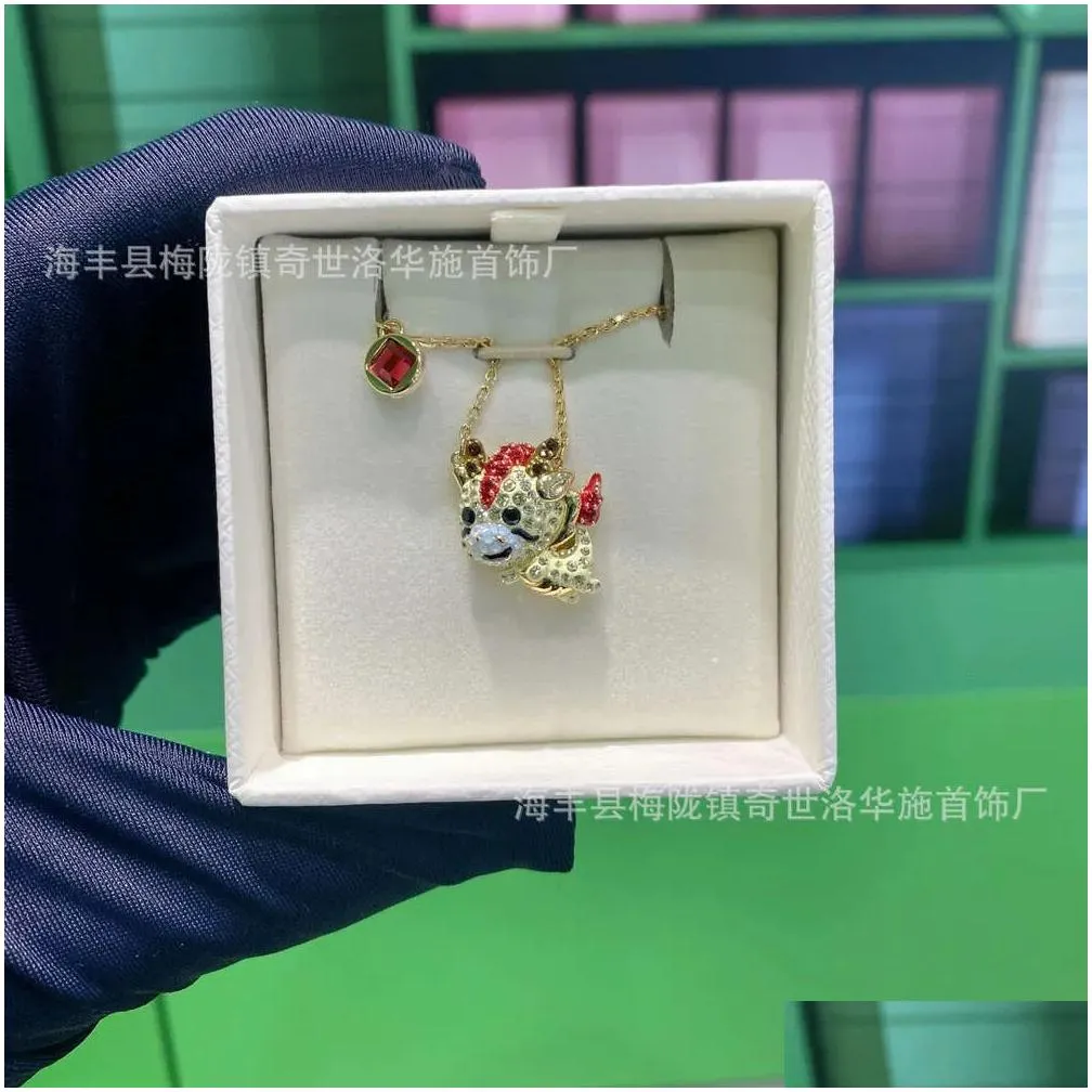 designer rovskis jewelry using crystal elements chinese zodiac dragon sweater chain dragon year gift shi jia 1 1 high edition