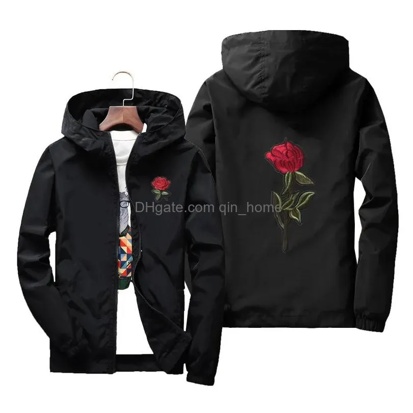 rose jacket windbreaker men and women039s jacket fashion white and black roses outwear coat9806007