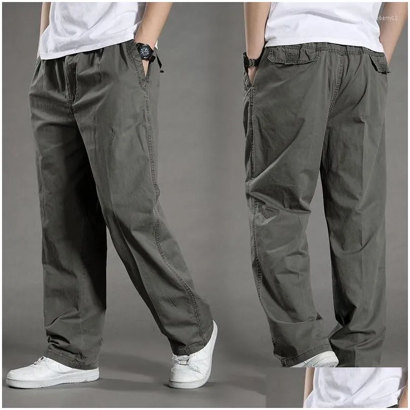Men`S Pants Mens Pants Cargo Sweatpants Loose Straight Streetwear Male Harajuku Fashion Trousers Casual Elastic Work Drop Delivery Ap Dhj6F