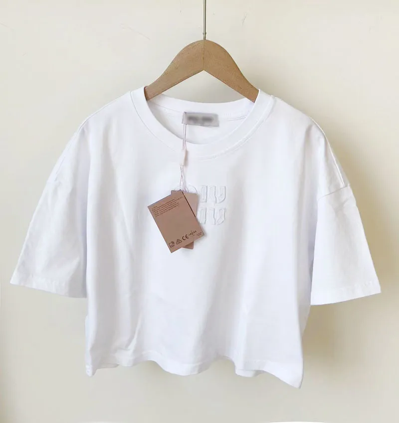 Designer Crop Top T-shirt Spring Summer Versatile Patch Letter Embroidered T-shirt Short Loose Casual Women's T-shirt Top