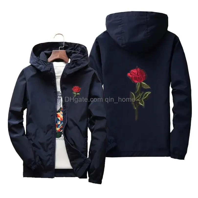 rose jacket windbreaker men and women039s jacket fashion white and black roses outwear coat9806007