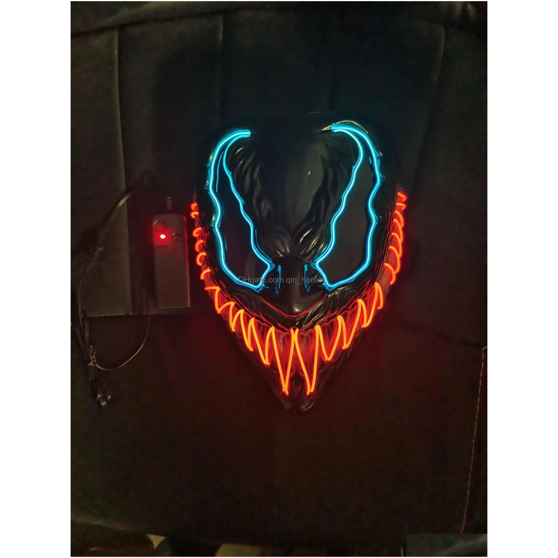 halloween party masks led light up mask for adults kids unique neon glow masks with dark and evil glowing eyes 