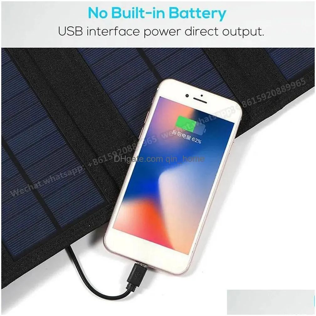 portable 12w foldable waterproof solar panel usb ports fast charging for phone laptops camping climbing mountian emergency power