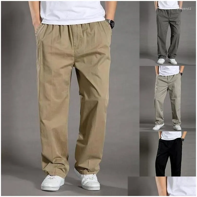 Men`S Pants Mens Pants Cargo Sweatpants Loose Straight Streetwear Male Harajuku Fashion Trousers Casual Elastic Work Drop Delivery Ap Dhj6F