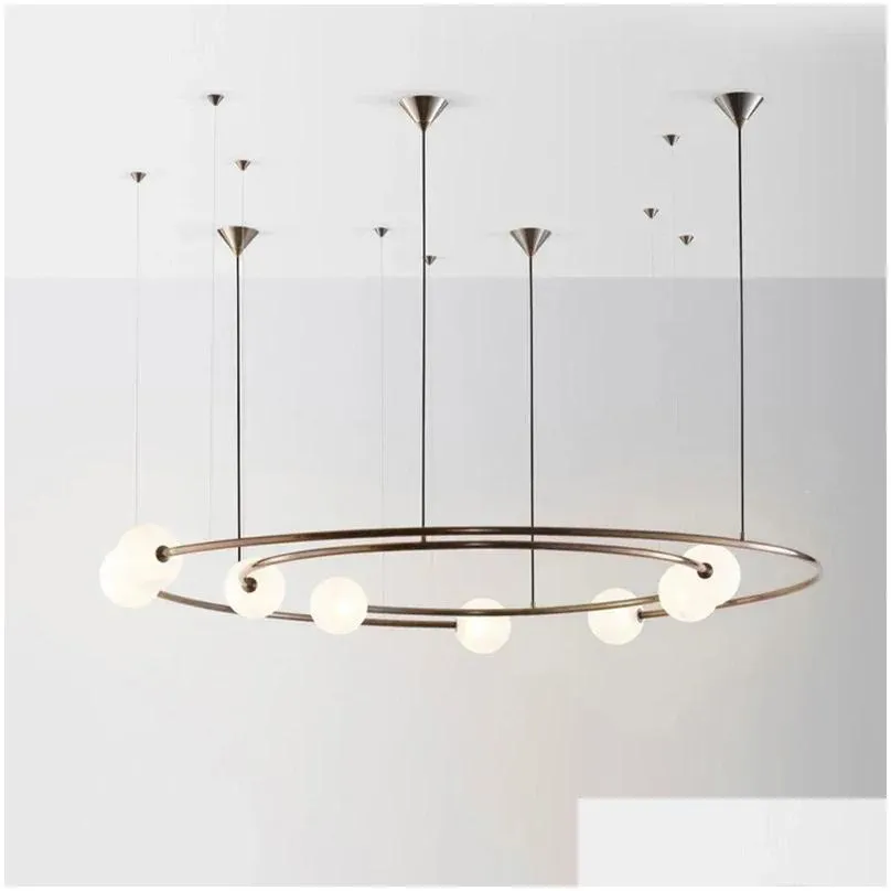 chandeliers modern nordic personality creative ring pendant lamp for the living room planet circle hanging shade decoration lighting