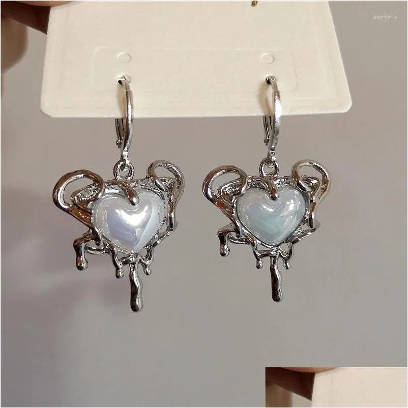 dangle earrings vintage harajuku irregular love heart pendant fashion women creative unusual y2k emo aestheitc jewelry accessories