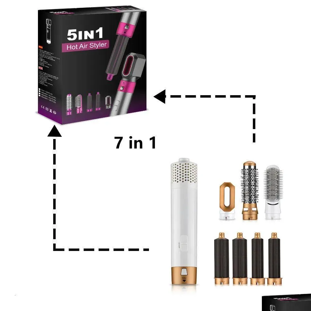 curling irons 7 in 1 one step hair dryer volumizer rotating curler comb brush dryers for styling tool 221012 drop delivery products ca