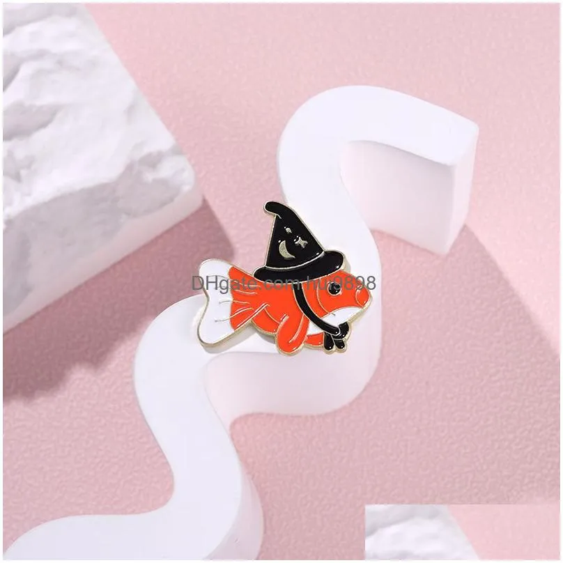 witch fish brooch cute anime movies games hard enamel pins collect metal cartoon brooch backpack hat bag collar lapel badges