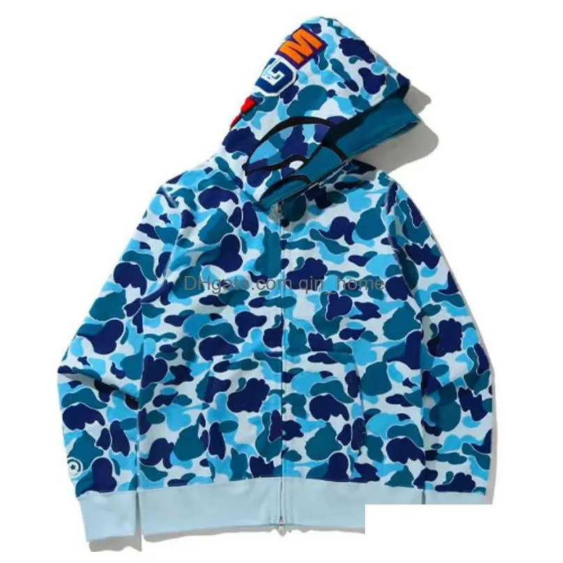 sweatshirts top craftsmanship mens hoodies designer men women shark full zip tie dye hoodie jacket color grid sta camo sweatshirt fashion
