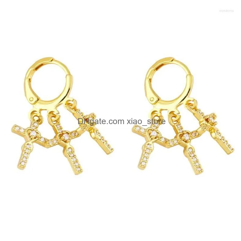 dangle earrings polished gold hoops airplane for women copper zircon cross fashion crystal jewelry party gifts ersz18